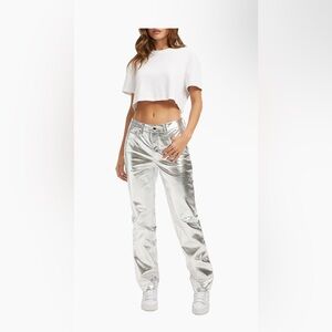 056 ** SALE **  $35 Good American Good Icon Metallic Faux Leather Pants
